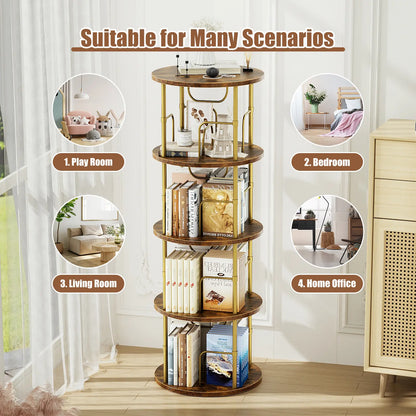 3-5 Tier SpinningBookshelf Tower 360°
