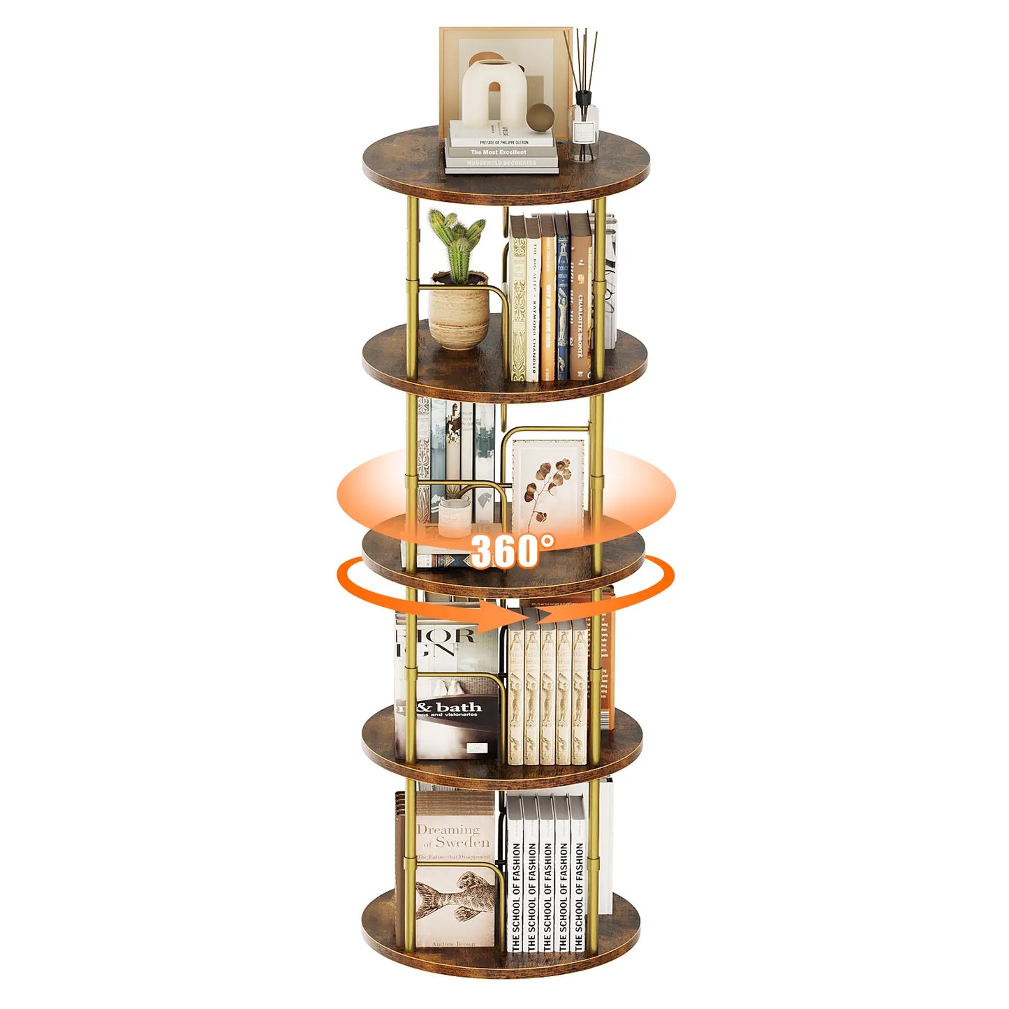 3-5 Tier SpinningBookshelf Tower 360°