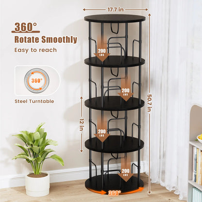 3-5 Tier SpinningBookshelf Tower 360°