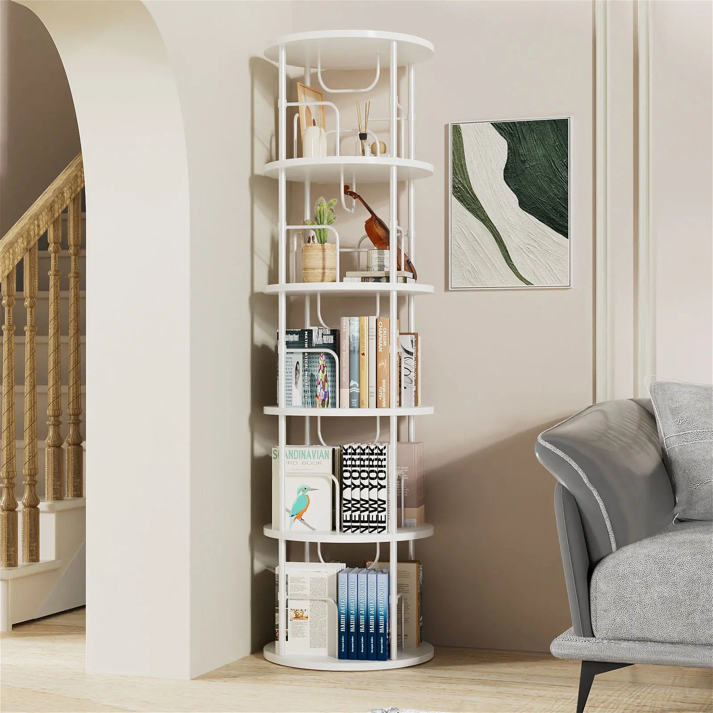 3-5 Tier SpinningBookshelf Tower 360°